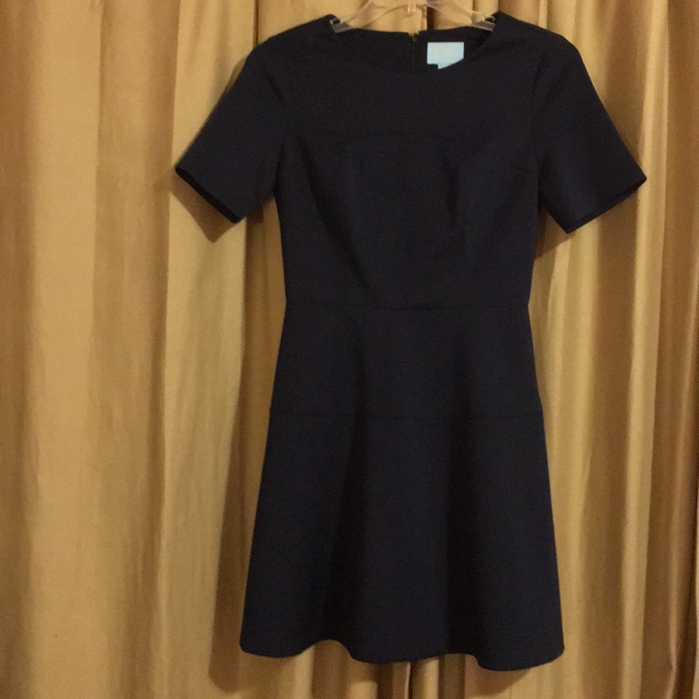 CeCe Navy Blue Short Sleeve Midi Dress